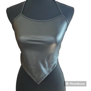 SHEIN Faux Leather Halter Top US Size S
